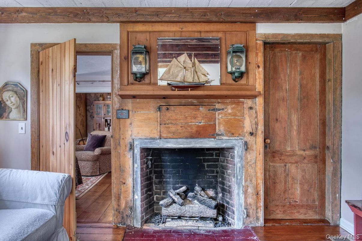 Fireplace, Interior, Wood Texture Flooring, Wooden Walls