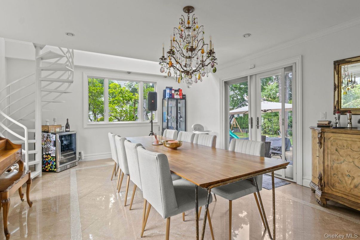Chandelier, Dining room, Interior, Recessed Lighting