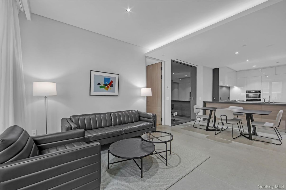 Dining room, Fireplace, Interior, Kitchen, Living room, Recessed Lighting, Stainless Steel Appliances