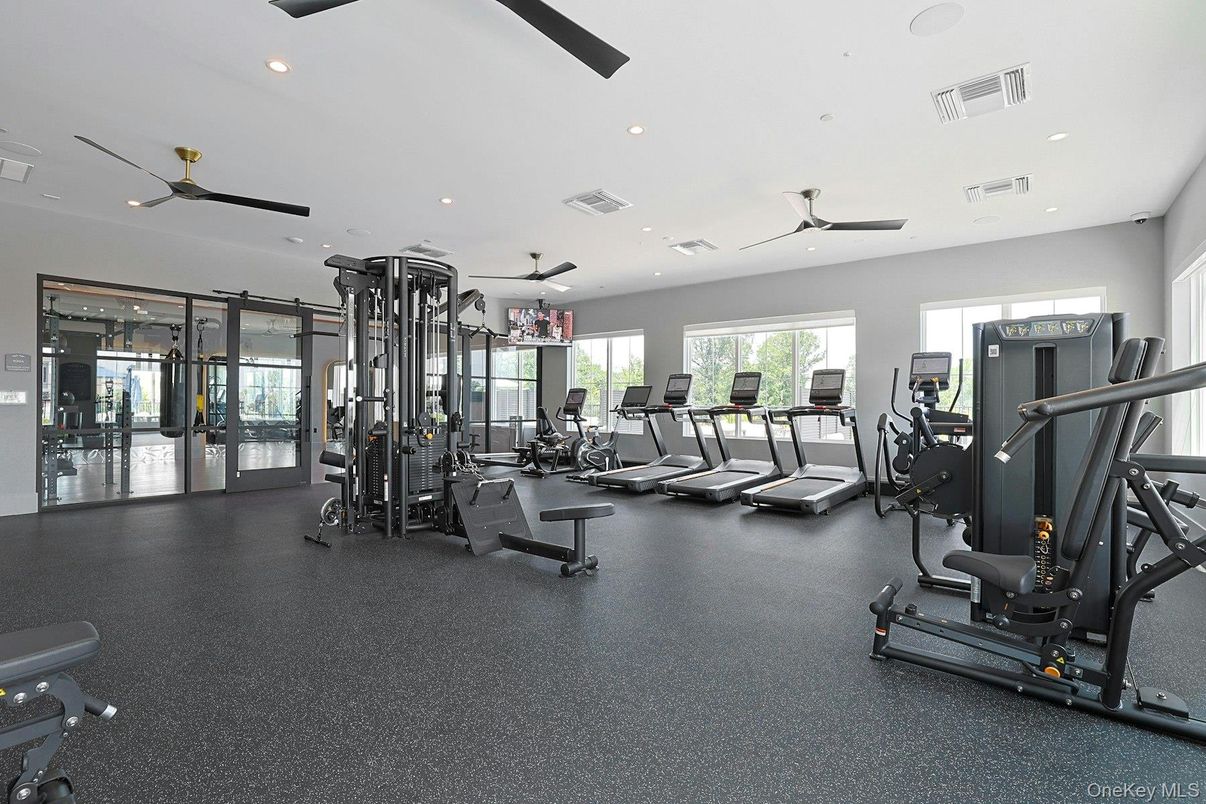 Fitness Equipment, Gym, Interior, Recessed Lighting