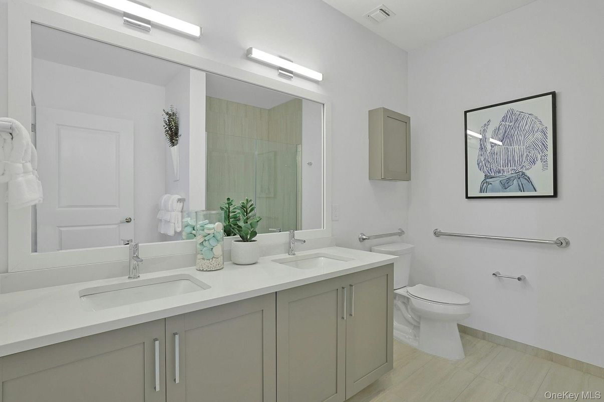 Bathroom, Dual Sink Vanities, Interior, Wood Texture Flooring