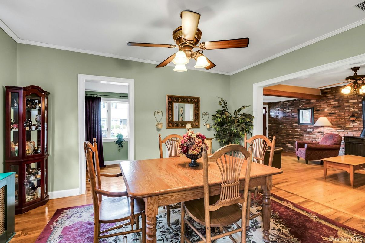 Dining room, Interior, Stone Walls, Wood Texture Flooring