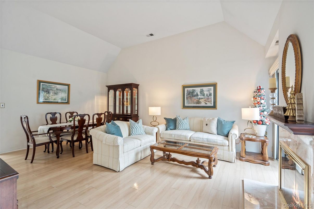Dining room, Fireplace, Interior, Living room, Wood Texture Flooring