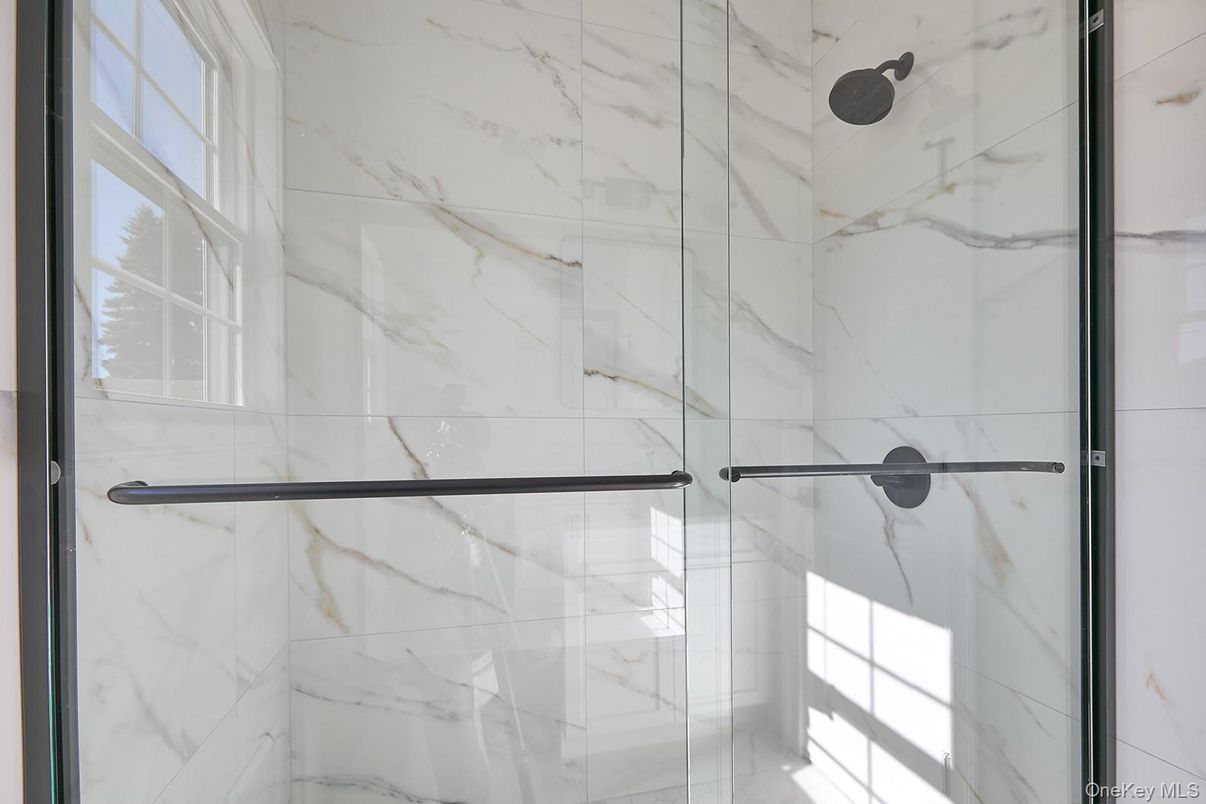 Bathroom, Glass Shower, Interior, Marble Walls
