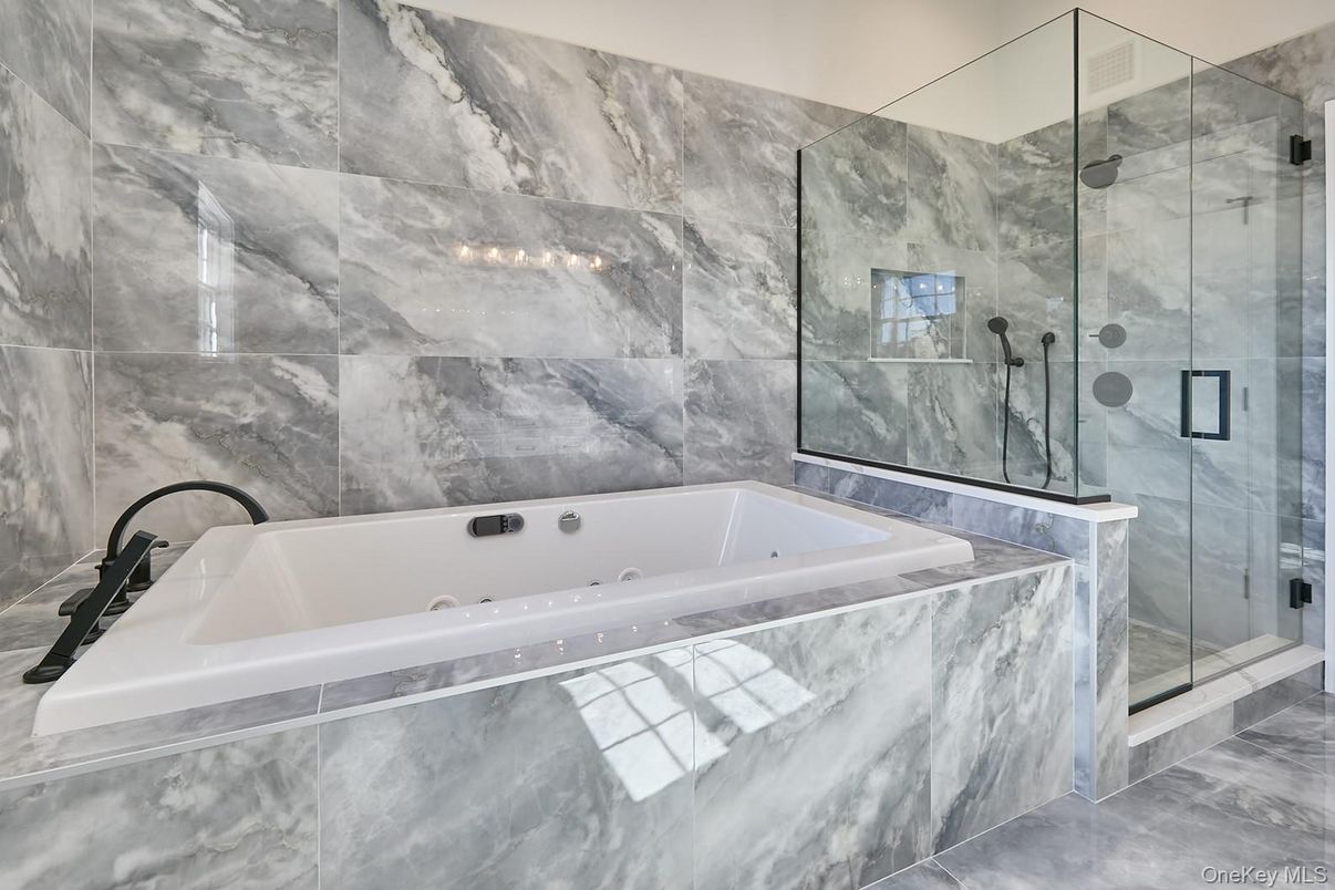 Bathroom, Glass Shower, Interior, Marble Walls