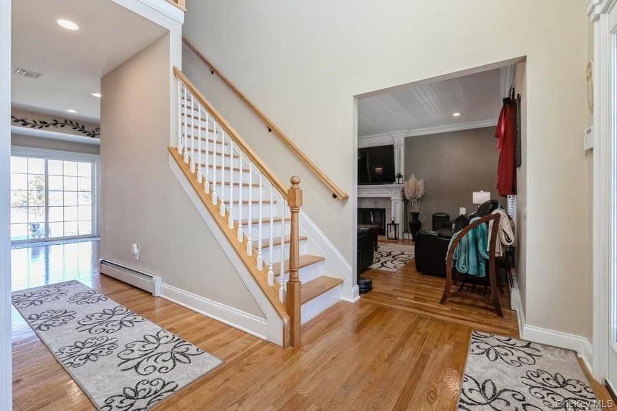 Fireplace, Interior, Recessed Lighting, Wood Texture Flooring