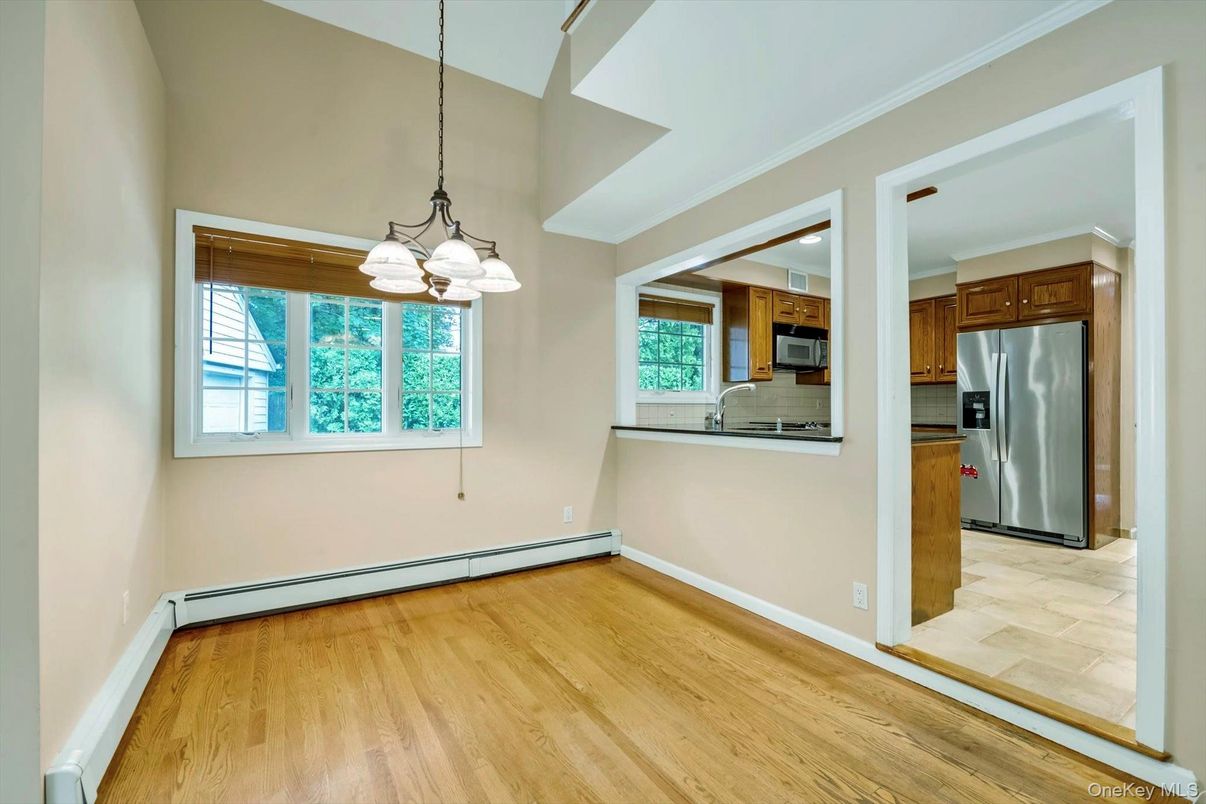 Interior, Kitchen, Pendant Lights, Stainless Steel Appliances, Wood Texture Flooring
