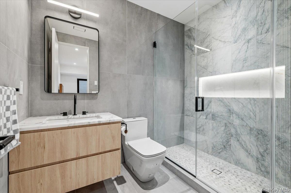 Bathroom, Glass Shower, Interior, Marble Walls
