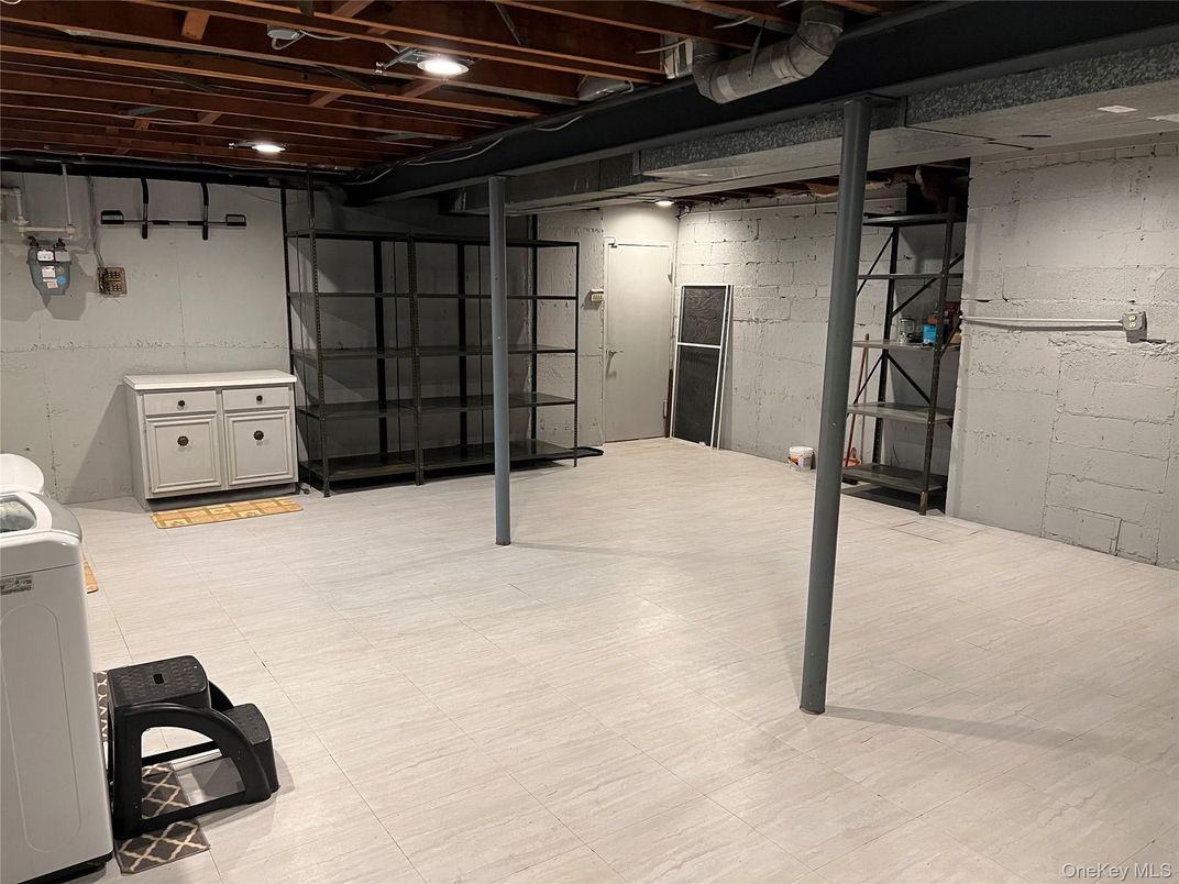 Garage, Interior, Recessed Lighting, Stone Walls