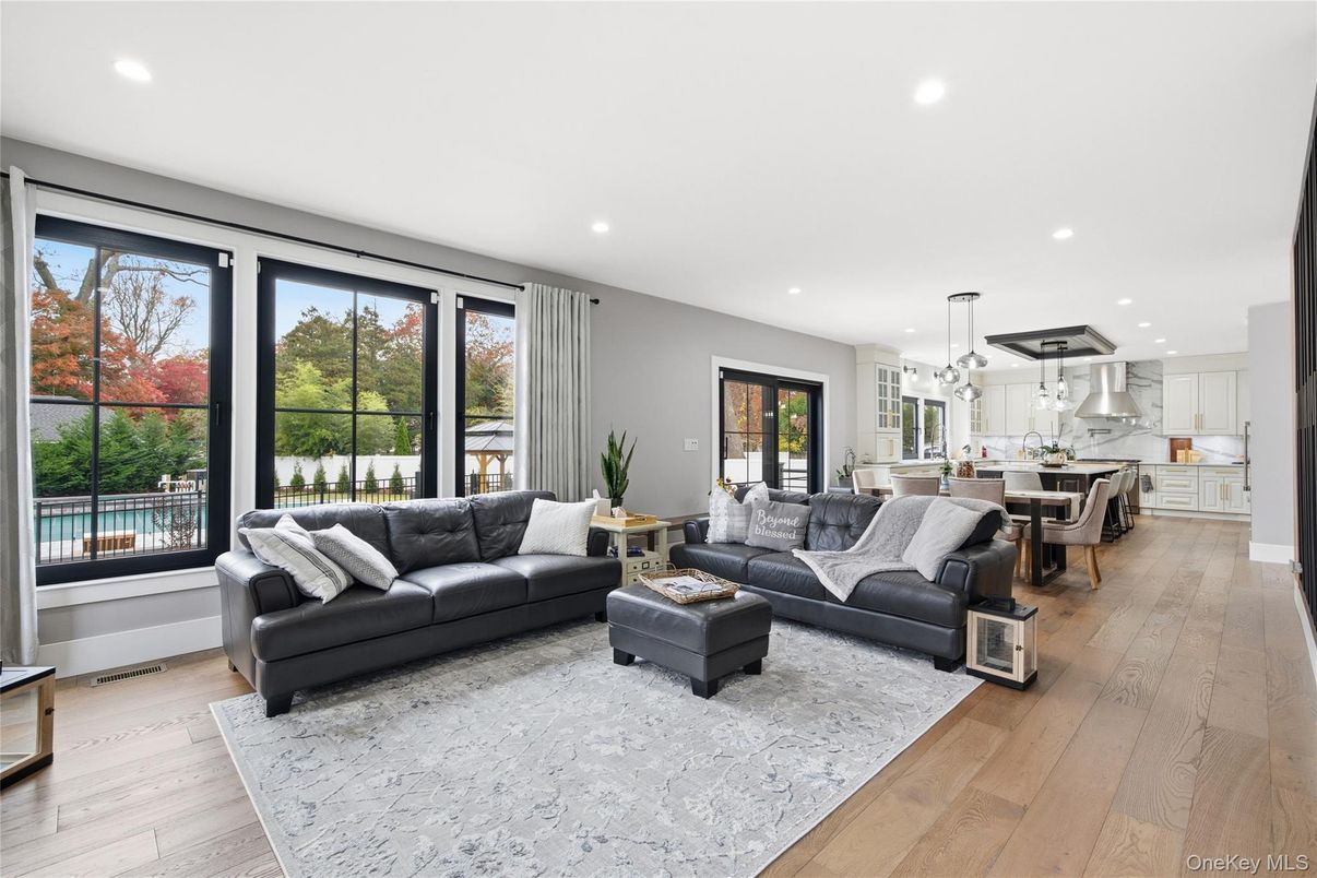 Dining room, Interior, Kitchen, Living room, Pendant Lights, Recessed Lighting, Wood Texture Flooring