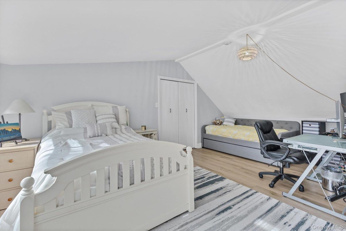 Bedroom, Chandelier, Home Office, Interior, Wood Texture Flooring