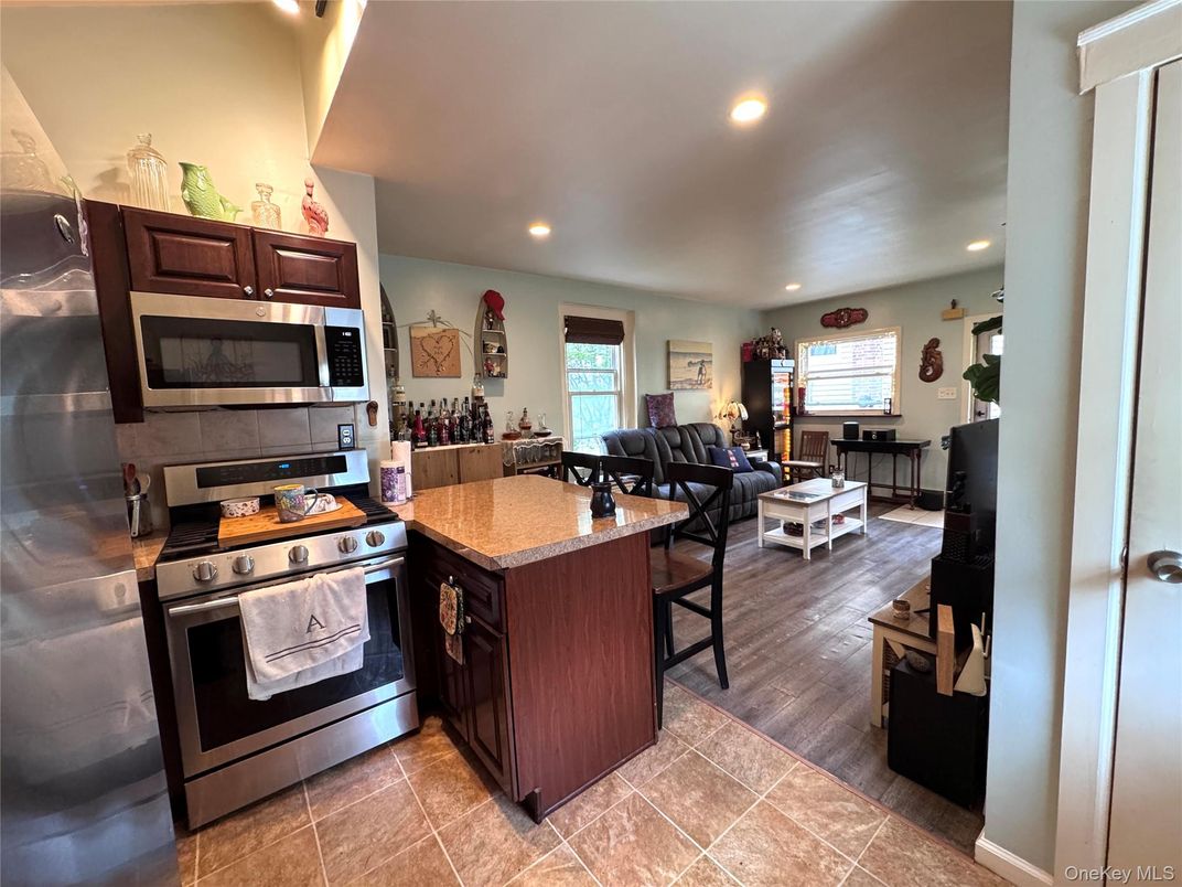 Interior, Kitchen, Living room, Recessed Lighting, Stainless Steel Appliances, Wood Texture Flooring