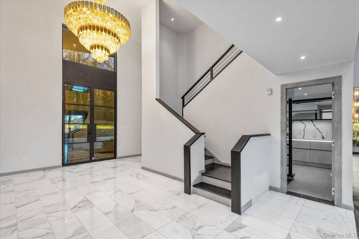 Chandelier, Interior, Marble, Recessed Lighting