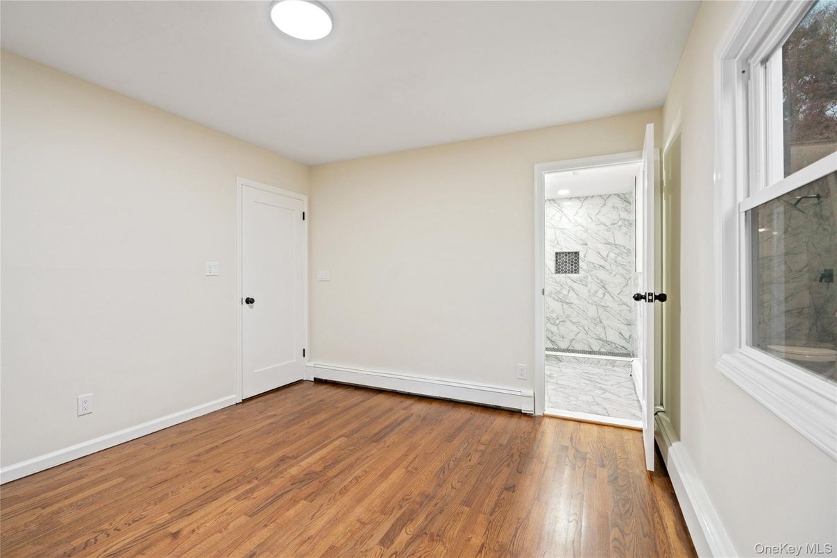 Empty room, Interior, Marble Walls, Recessed Lighting, Wood Texture Flooring