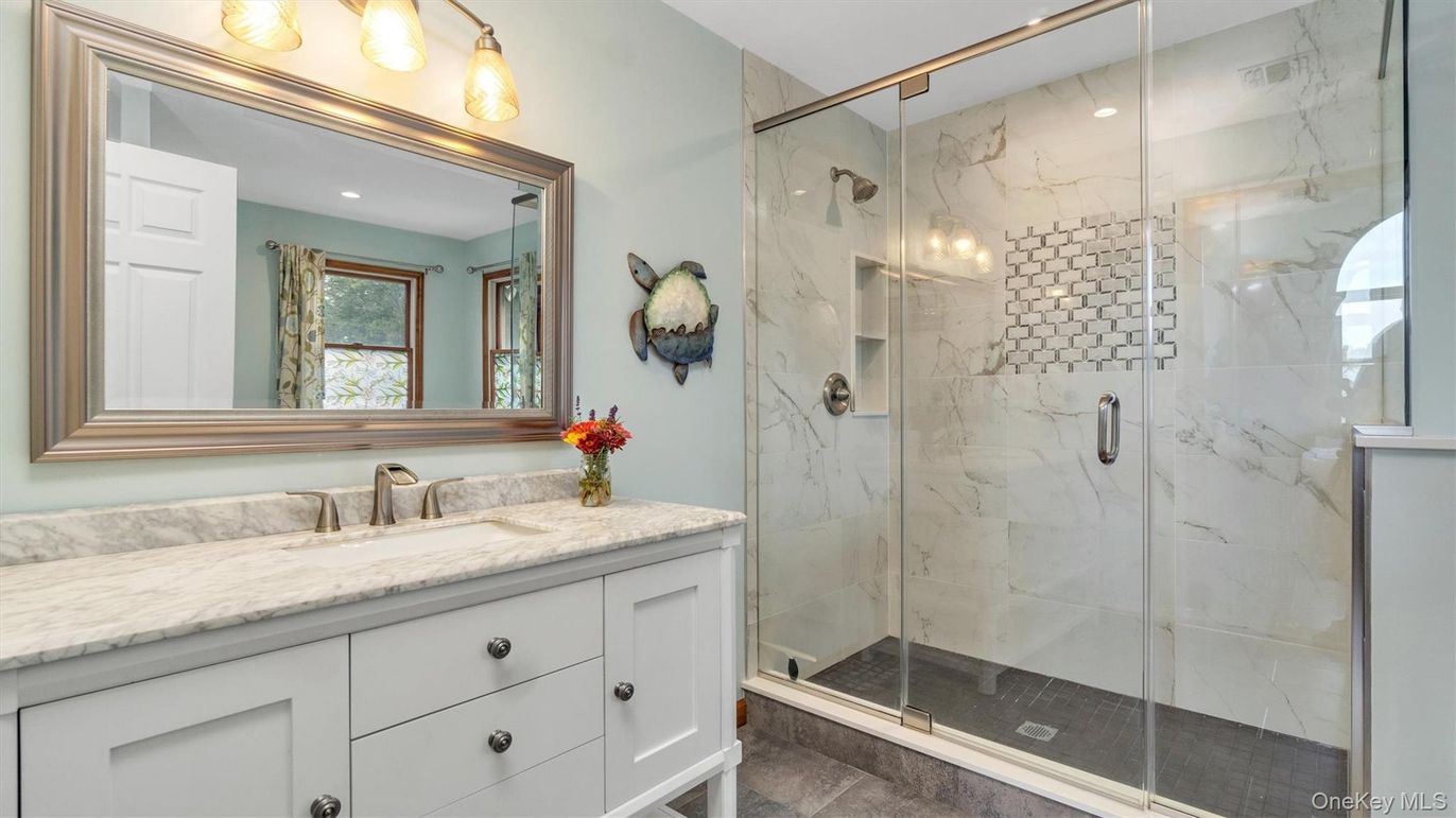 Bathroom, Glass Shower, Interior, Marble Walls