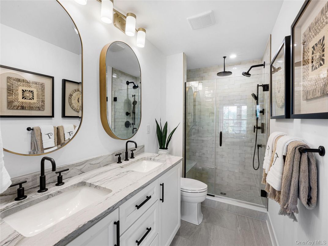 Bathroom, Dual Sink Vanities, Glass Shower, Interior, Recessed Lighting