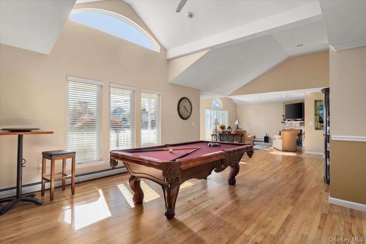 Billiard Table, Game Room, Interior, Recessed Lighting, Wood Texture Flooring