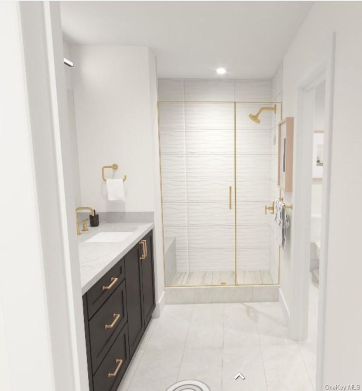 Bathroom, Glass Shower, Interior, Recessed Lighting