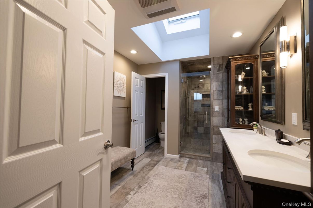 Bathroom, Dual Sink Vanities, Glass Shower, Interior, Recessed Lighting