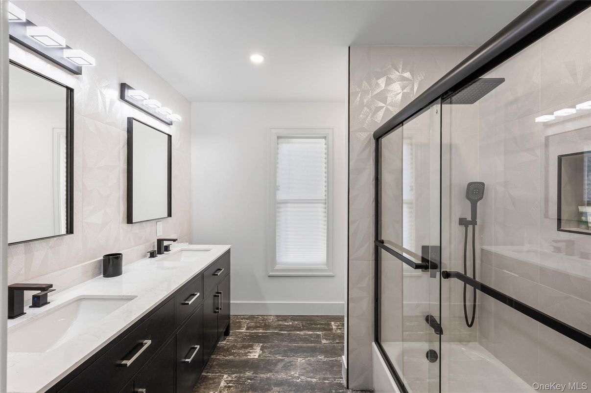 Bathroom, Dual Sink Vanities, Glass Shower, Interior, Recessed Lighting