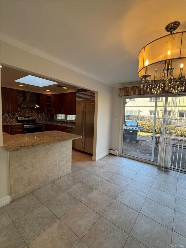 Chandelier, Interior, Kitchen, Stainless Steel Appliances