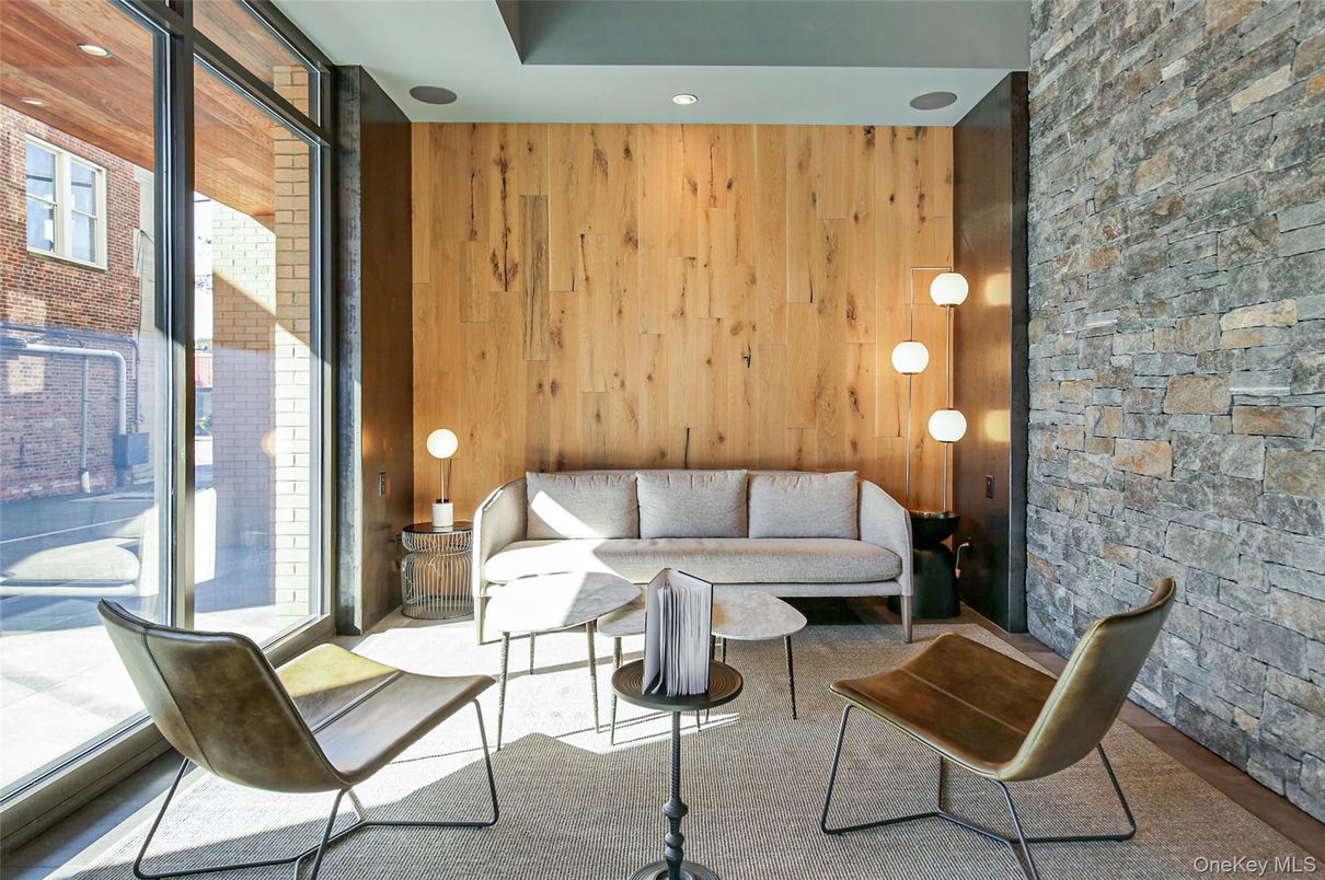 Interior, Living room, Recessed Lighting, Stone Walls, Wooden Walls