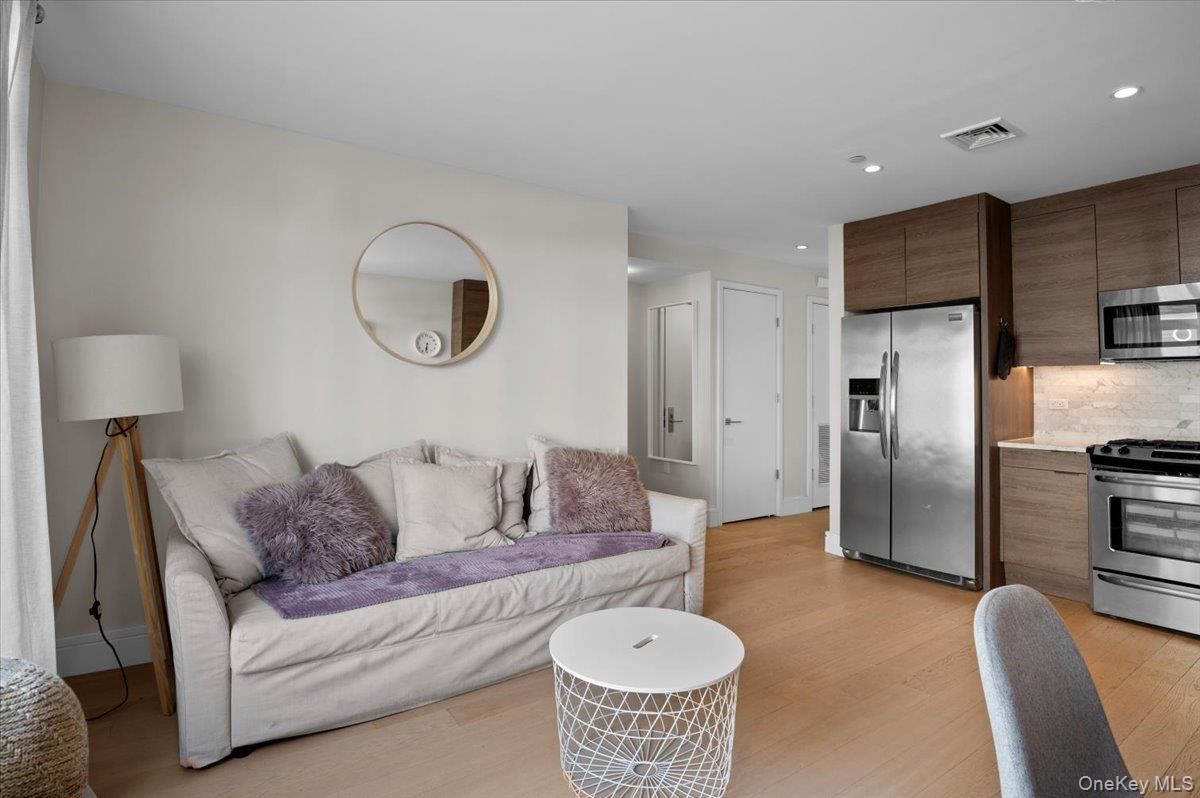 Interior, Kitchen, Living room, Recessed Lighting, Stainless Steel Appliances, Wood Texture Flooring