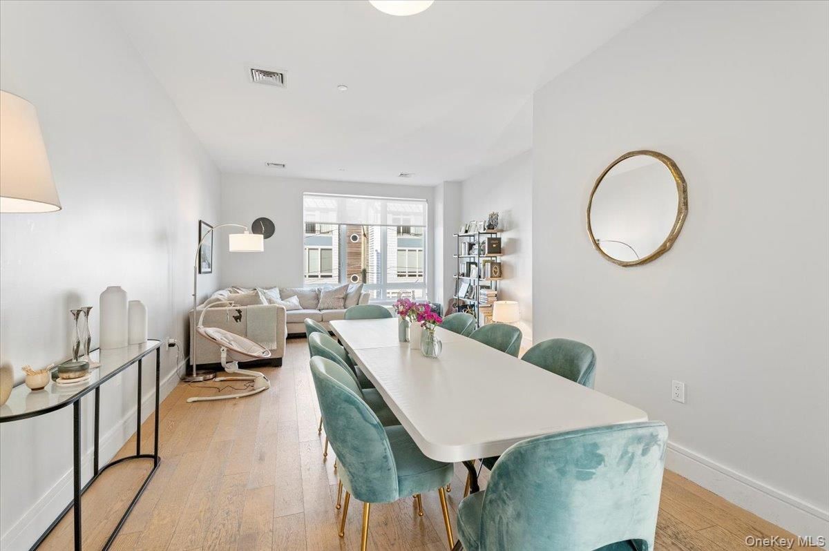 Dining room, Interior, Living room, Recessed Lighting, Wood Texture Flooring