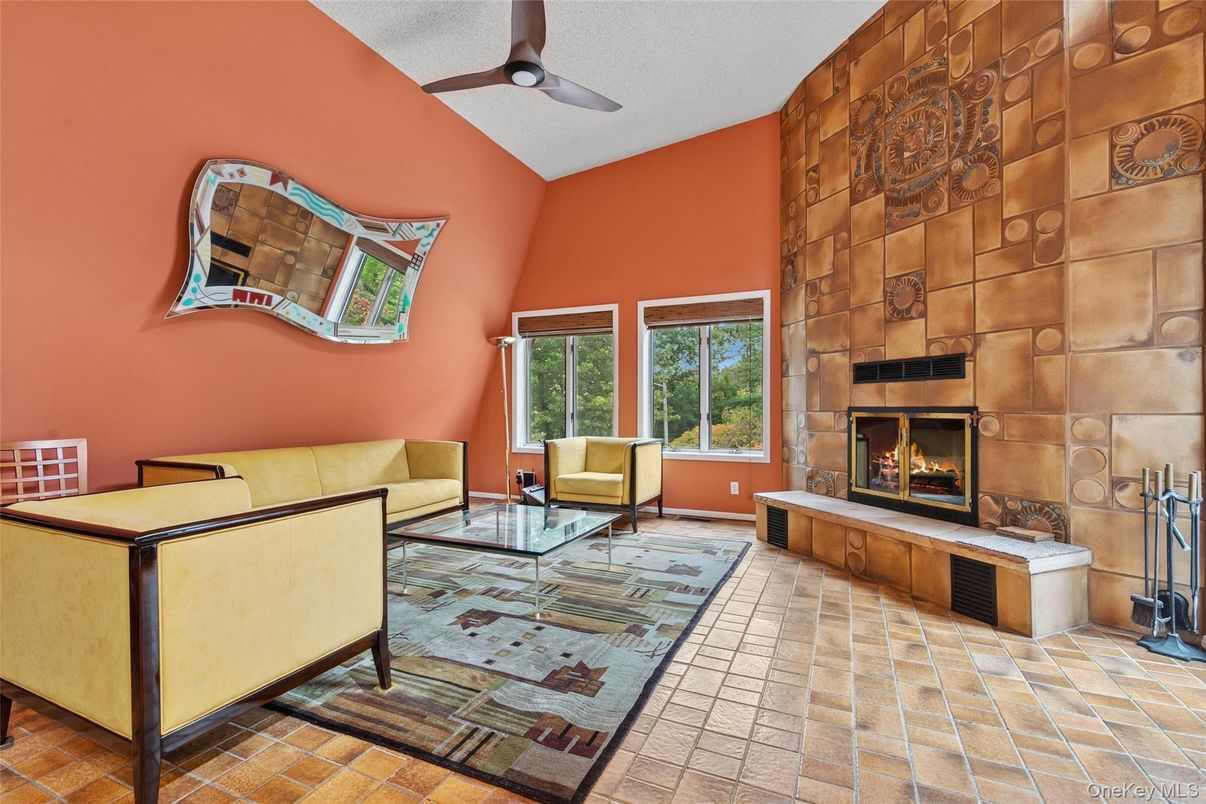 Fireplace, Interior, Living room, Stone Walls