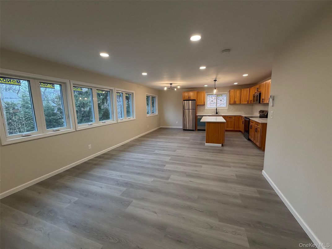 Interior, Kitchen, Pendant Lights, Recessed Lighting, Wood Texture Flooring