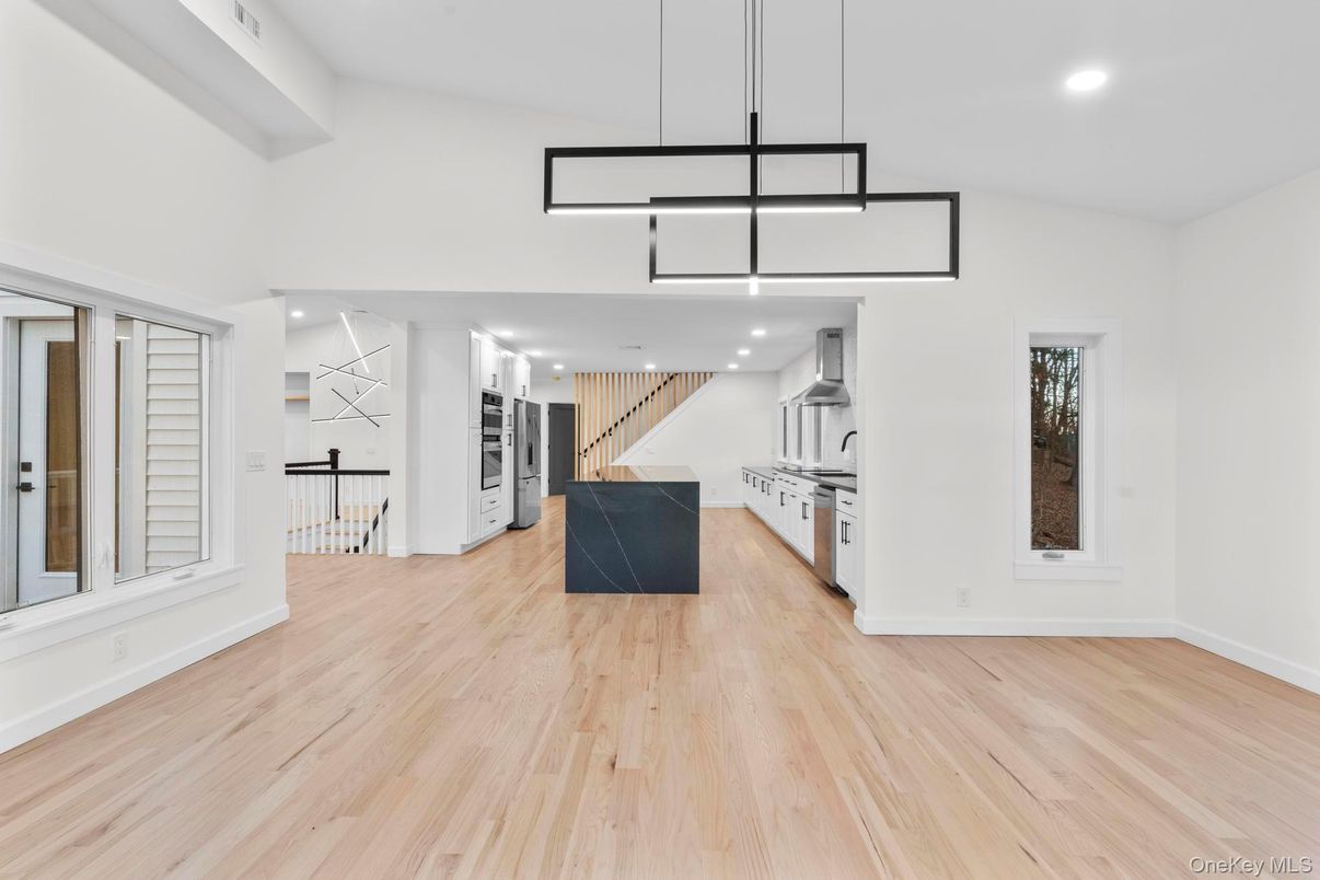 Interior, Kitchen, Pendant Lights, Recessed Lighting, Wood Texture Flooring