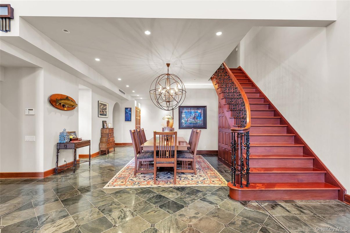 Chandelier, Dining room, Interior, Recessed Lighting