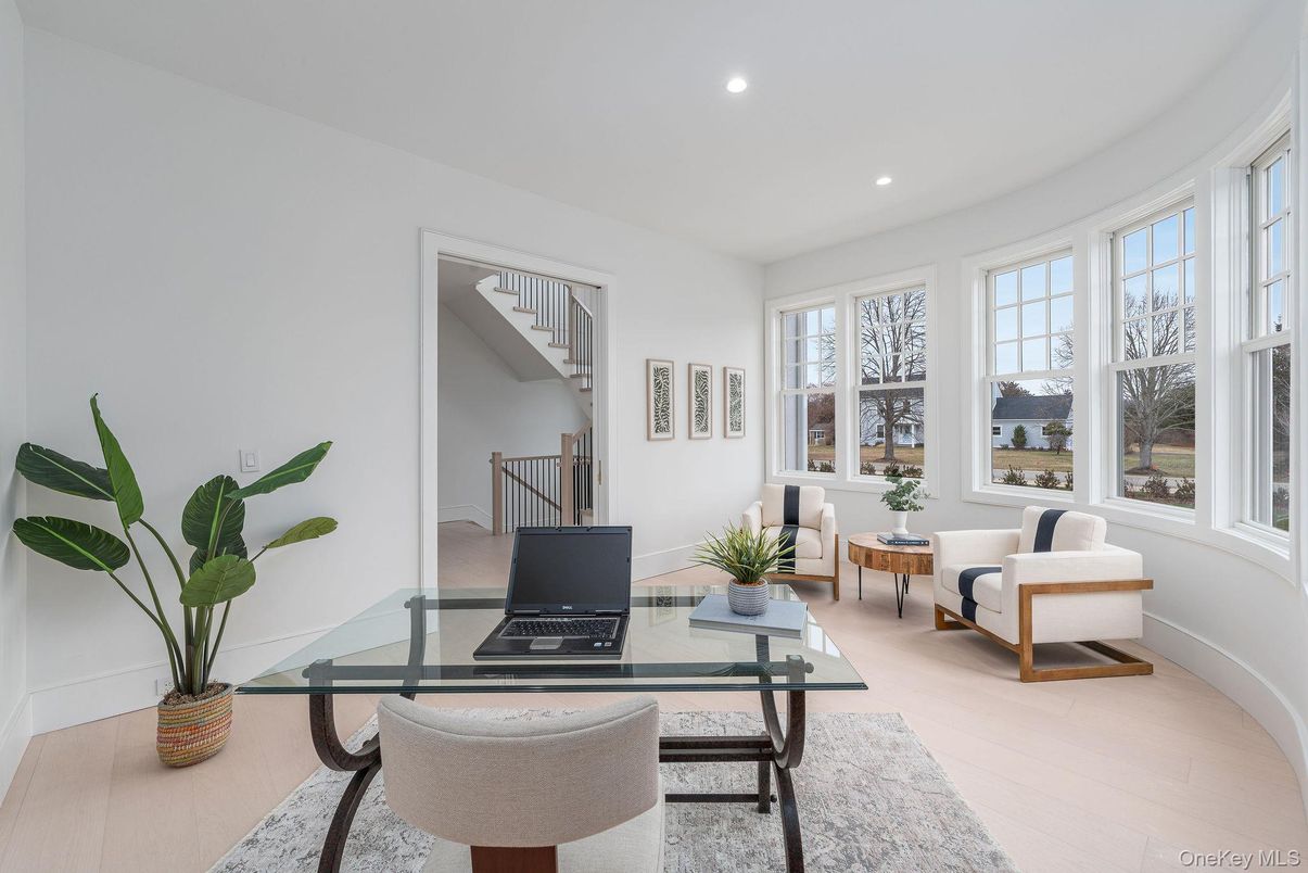 Home Office, Interior, Recessed Lighting, Wood Texture Flooring