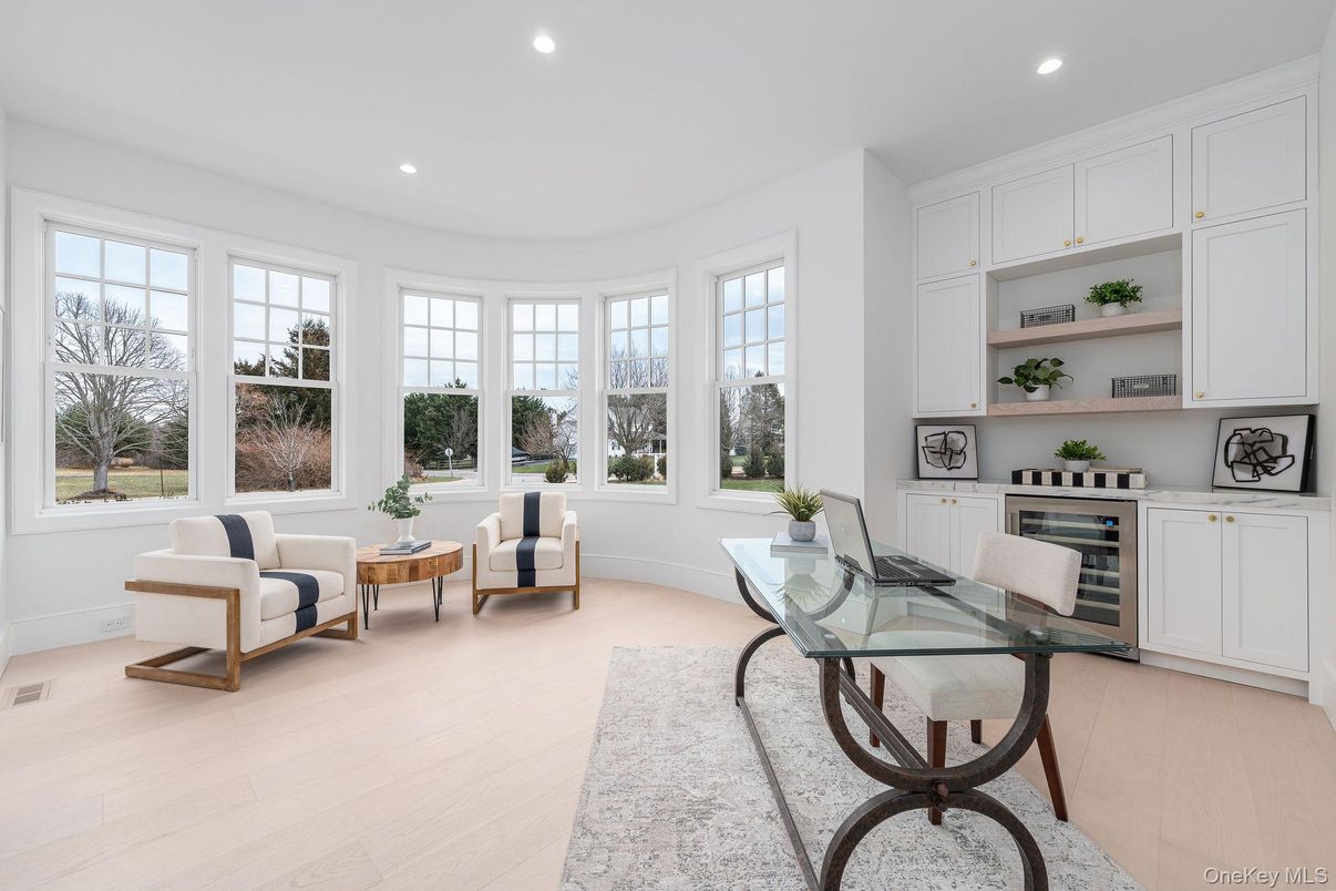 Home Office, Interior, Recessed Lighting, Wood Texture Flooring