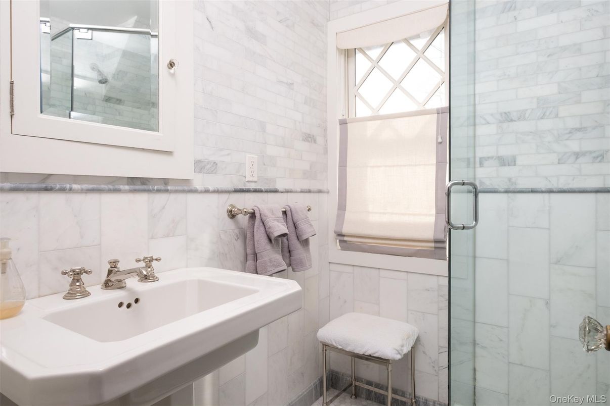 Bathroom, Glass Shower, Interior, Marble Walls