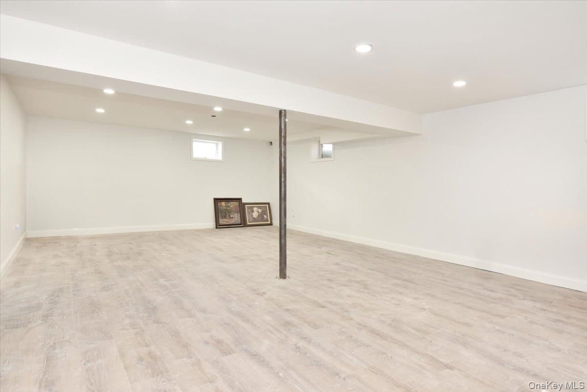 Empty room, Fireplace, Interior, Recessed Lighting, Wood Texture Flooring