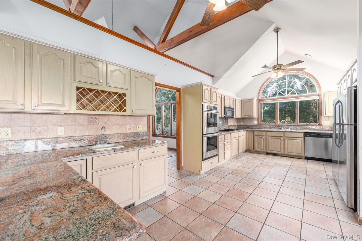 Interior, Kitchen, Stainless Steel Appliances, Wooden Beams