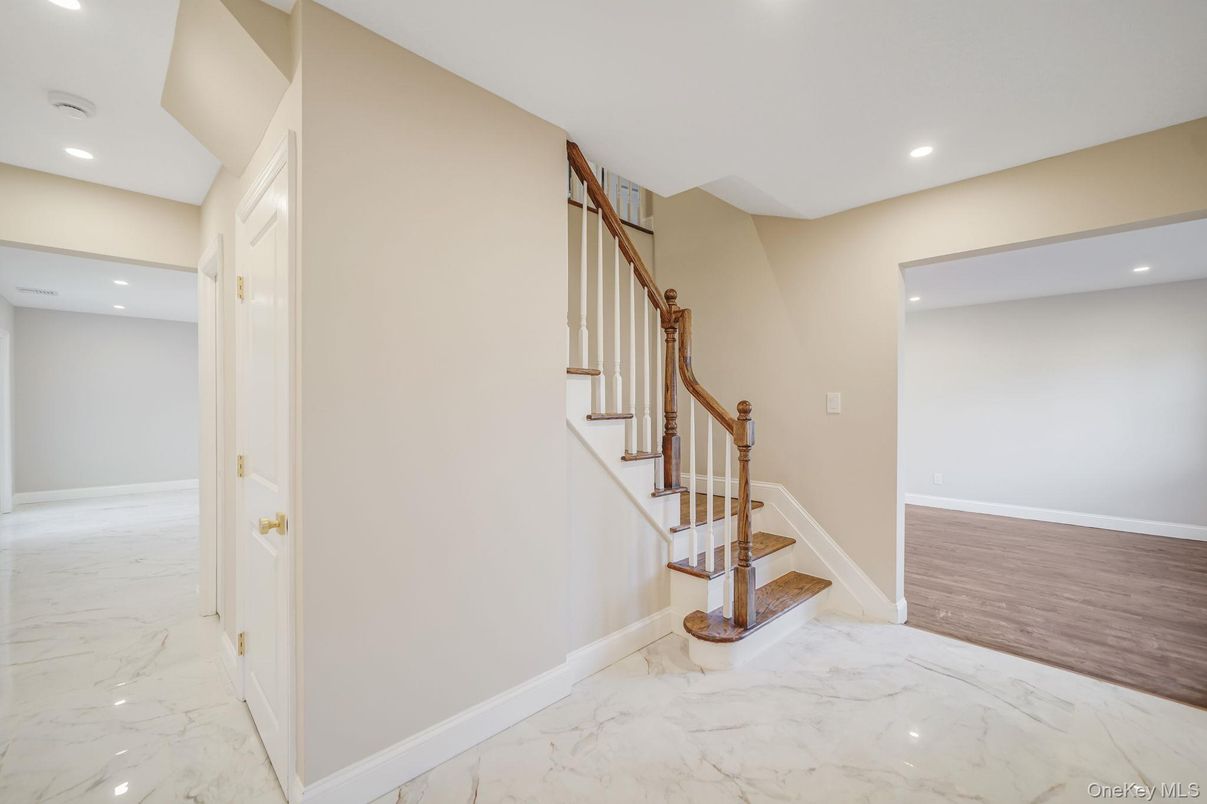Interior, Marble, Recessed Lighting, Wood Texture Flooring