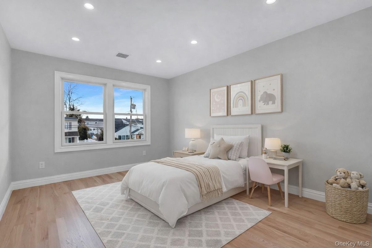 Bedroom, Home Office, Interior, Recessed Lighting, Wood Texture Flooring