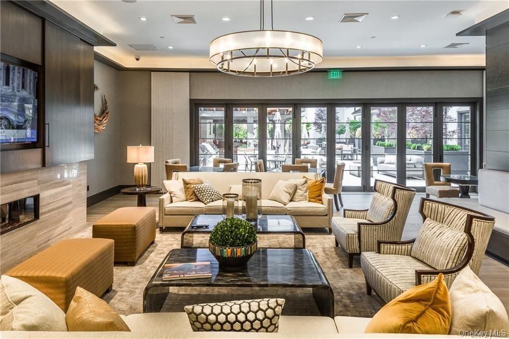 Chandelier, Fireplace, Interior, Living room, Recessed Lighting, Wood Texture Flooring