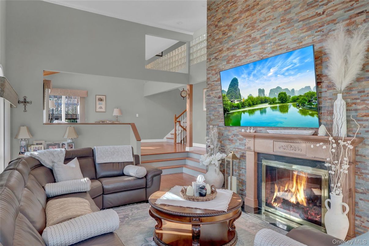 Fireplace, Interior, Living room, Stone Walls