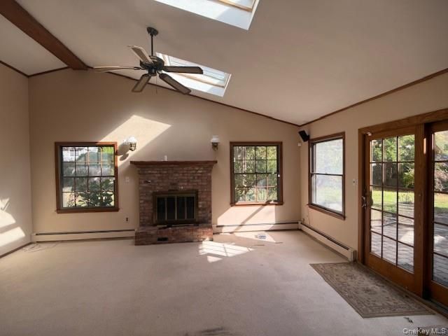 Empty room, Fireplace, Interior, Stone Walls, Wooden Beams