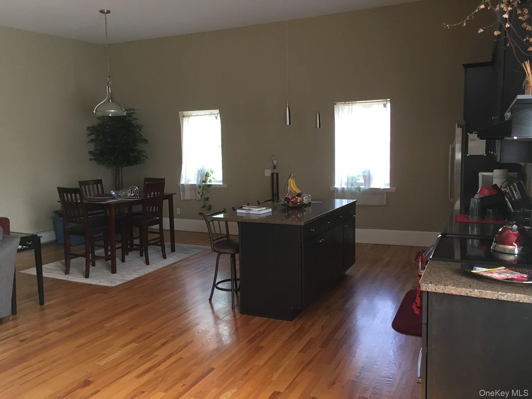 Dining room, Interior, Kitchen, Pendant Lights, Wood Texture Flooring