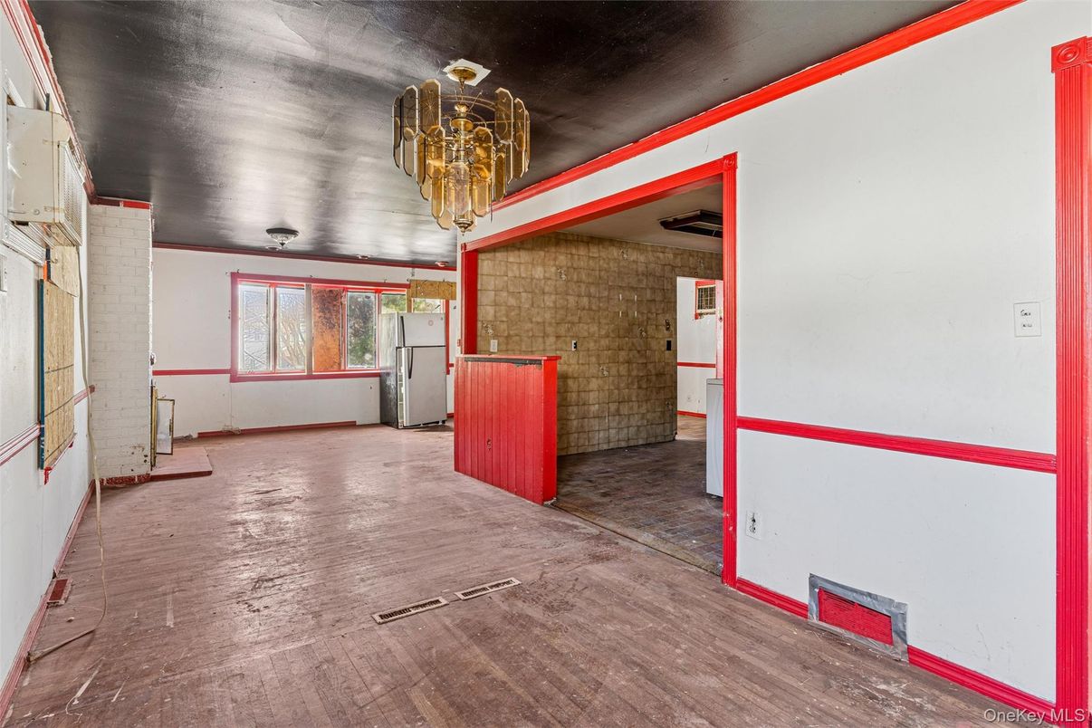 Empty room, Interior, Stone Walls, Wood Texture Flooring