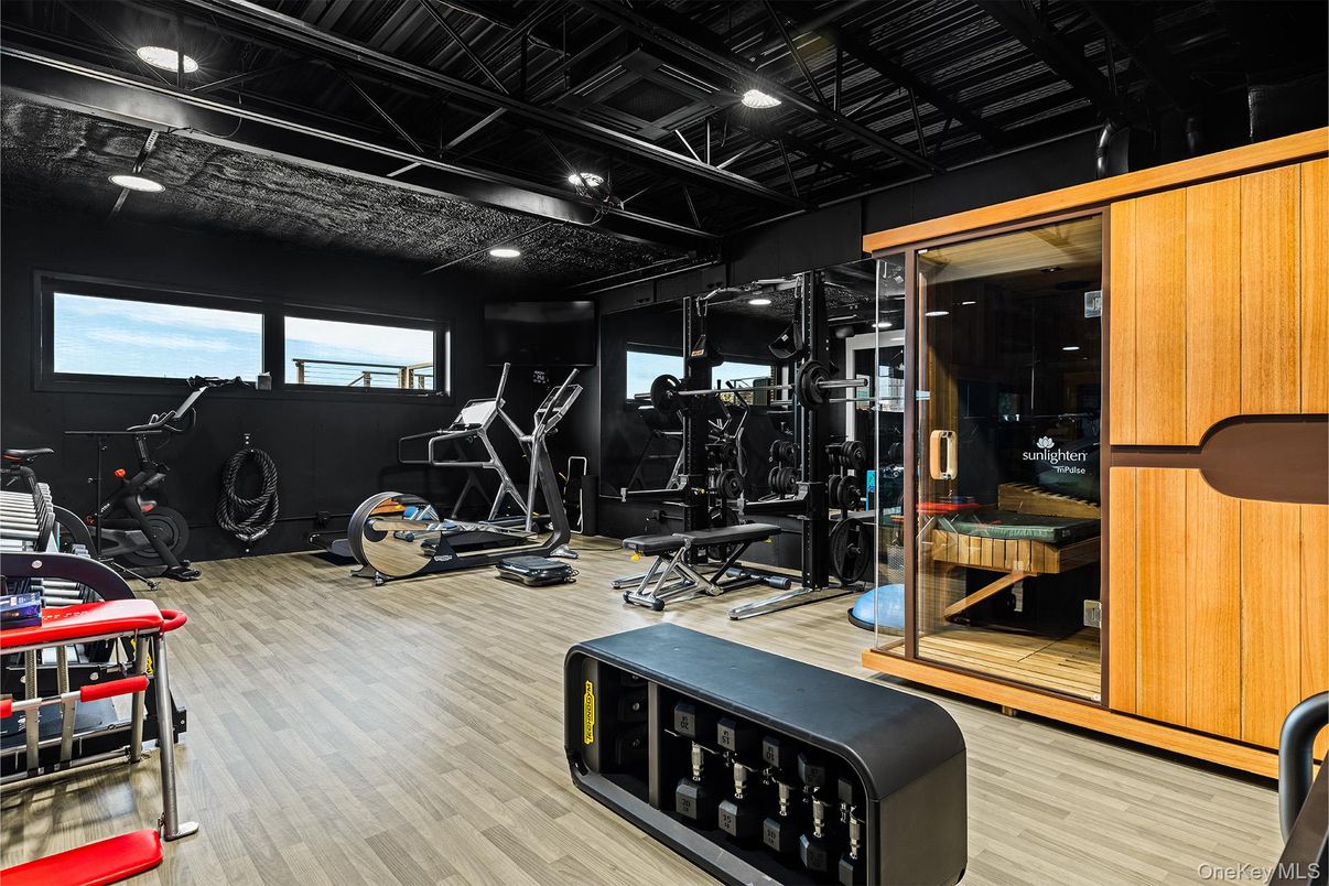 Fitness Equipment, Gym, Interior, Recessed Lighting, Sauna Room