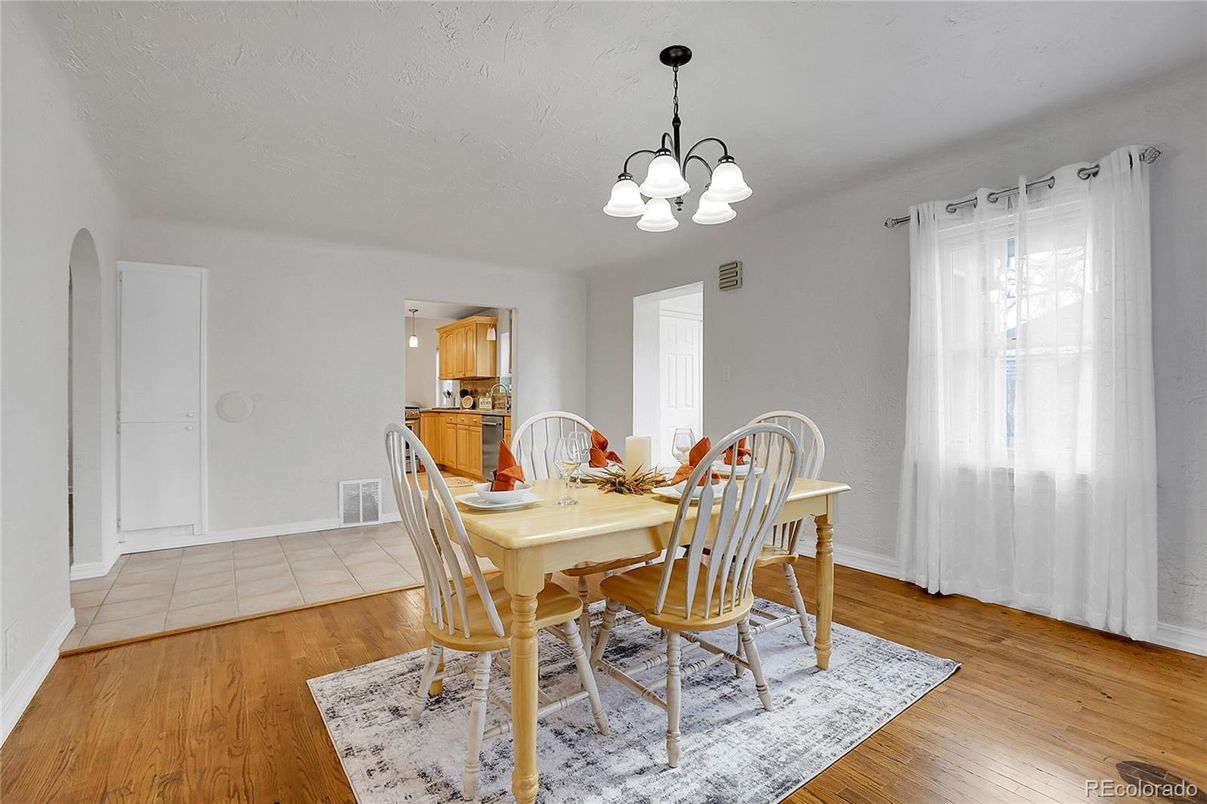 Chandelier, Dining room, Interior, Wood Texture Flooring