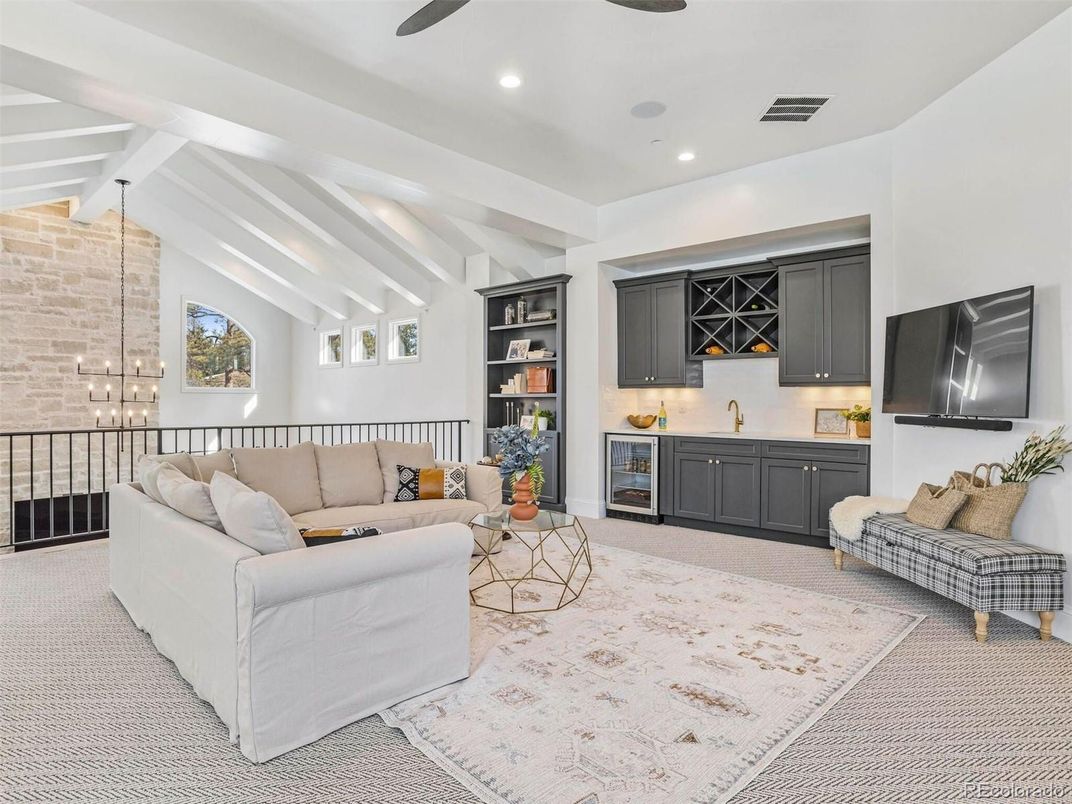 Interior, Living room, Recessed Lighting, Stone Walls