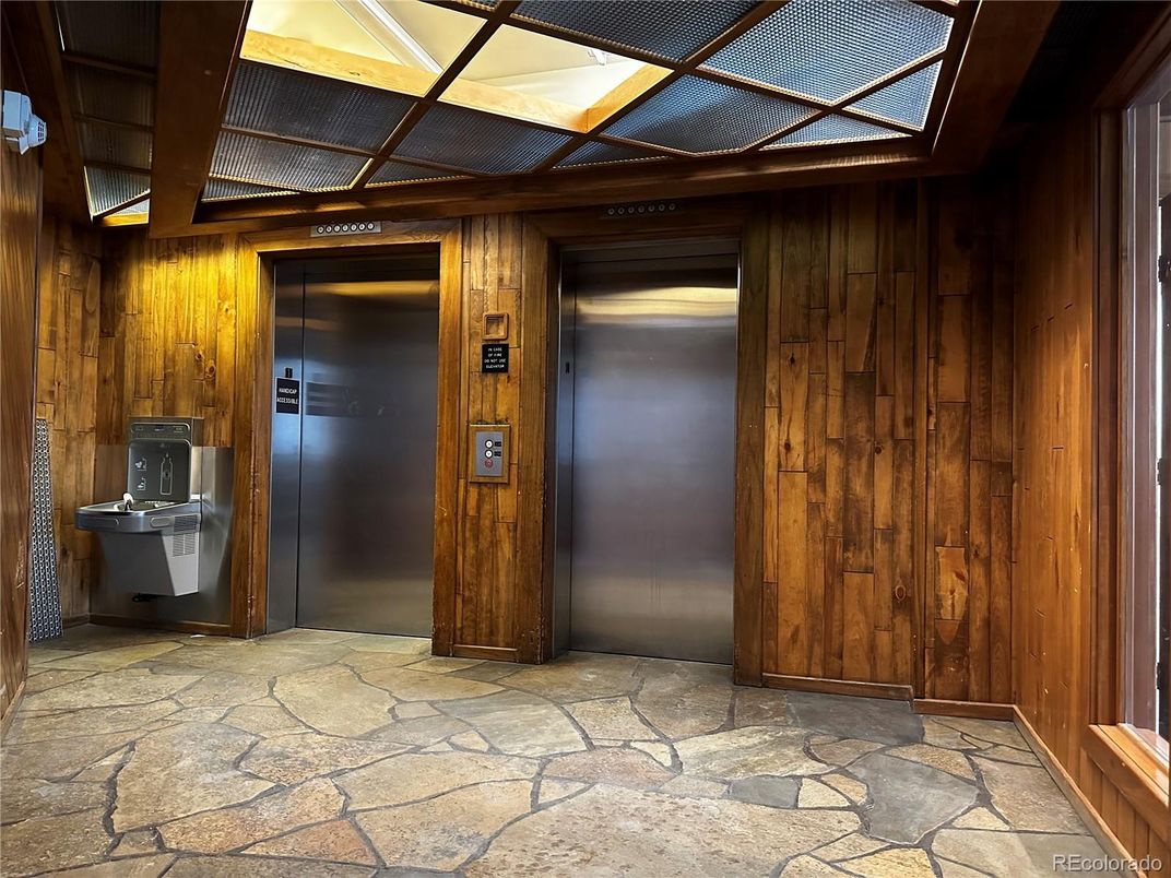Elevator, Interior, Wooden Walls