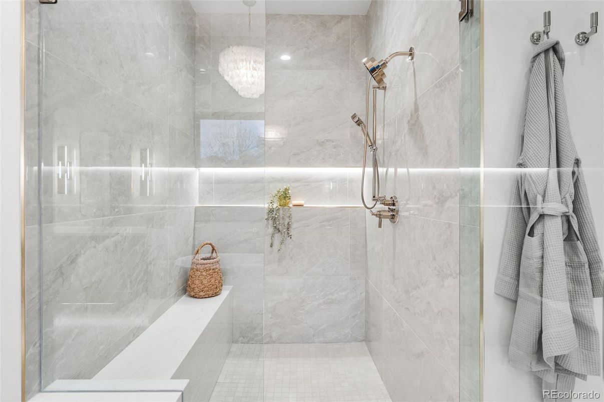 Bathroom, Glass Shower, Interior, Marble Walls
