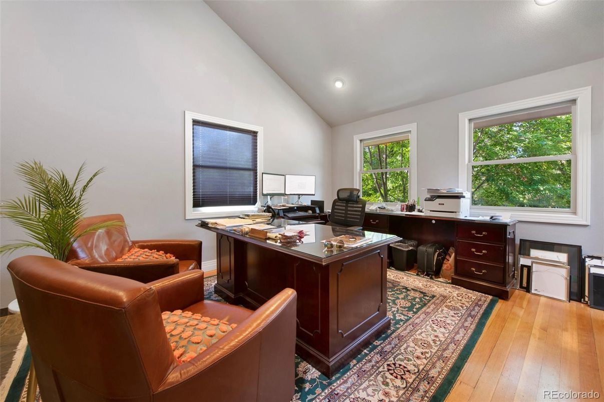 Home Office, Interior, Recessed Lighting, Wood Texture Flooring